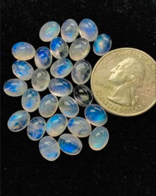 moonstone oval cabochons 5mm ×7mm - 4 pack