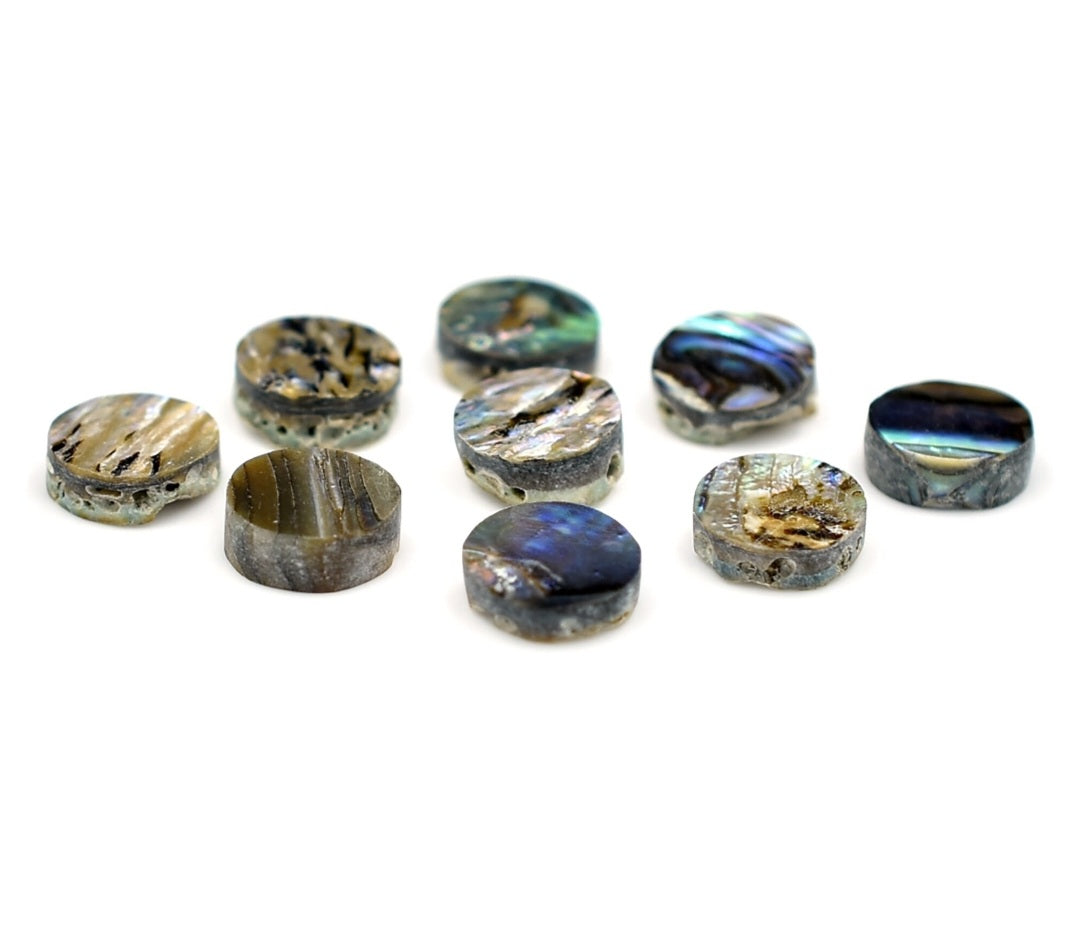 Abalone 6mm flat cabochon - 4pack