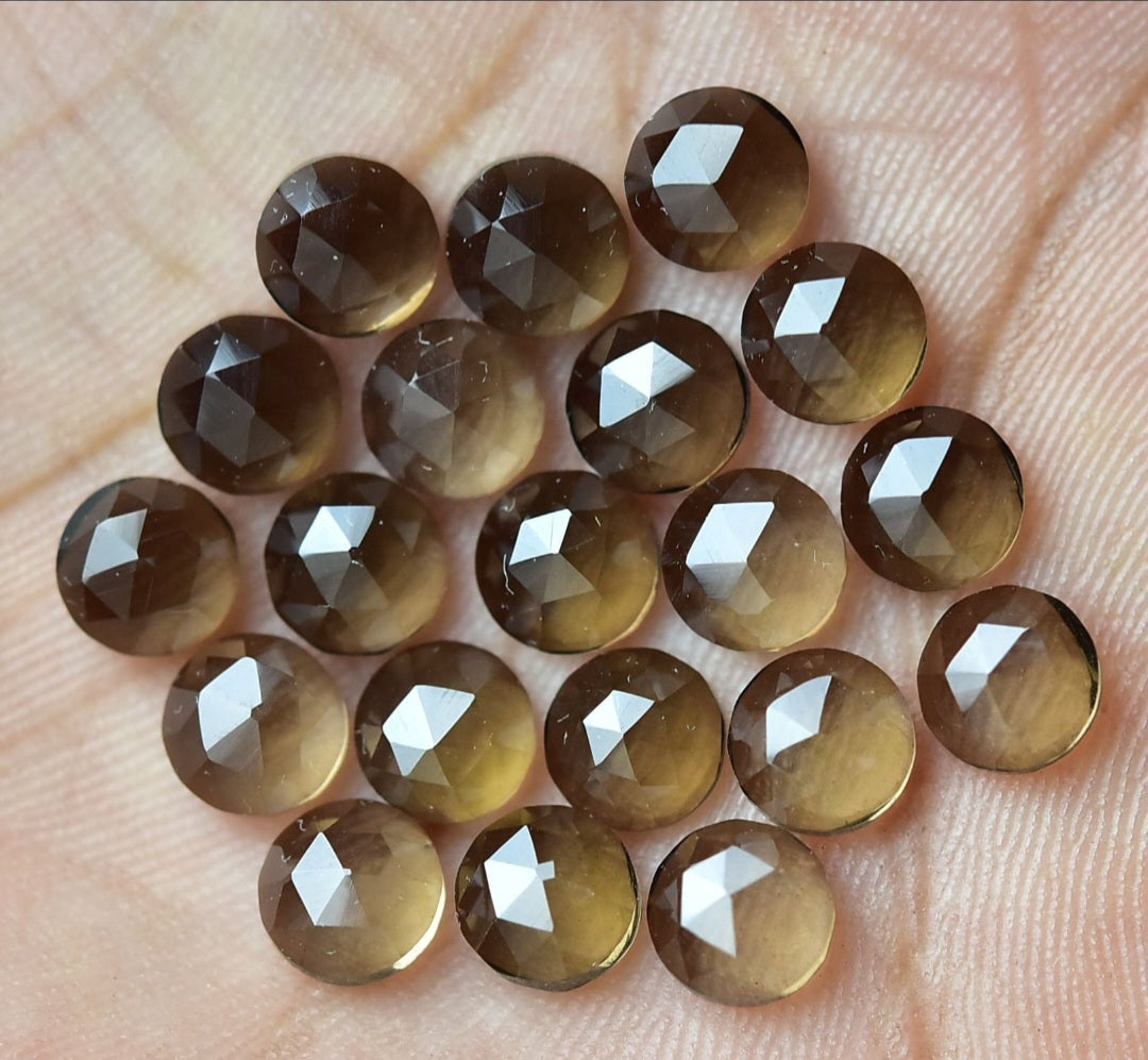 Smoky Quartz 6mm rose cut cabochon - 4 pack