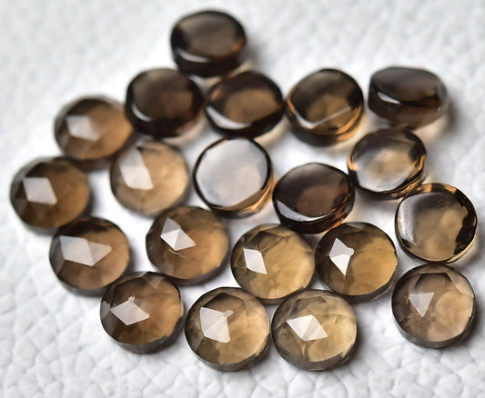 Smoky Quartz 6mm rose cut cabochon - 4 pack