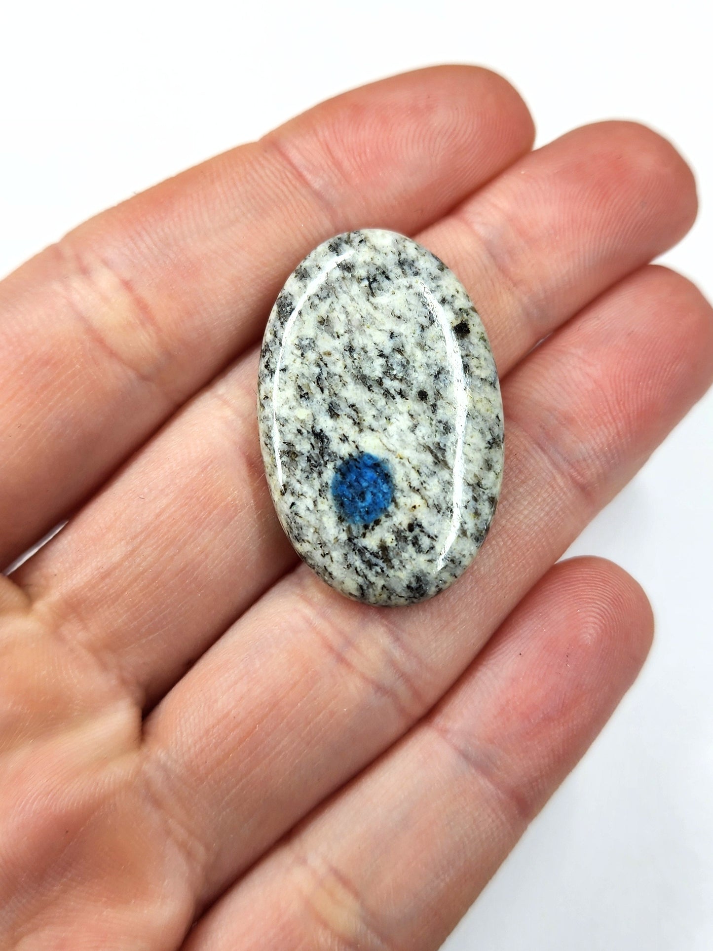K2 Jasper Cabochon – 32mm x 20mm Oval | Natural K2 Granite with Azurite