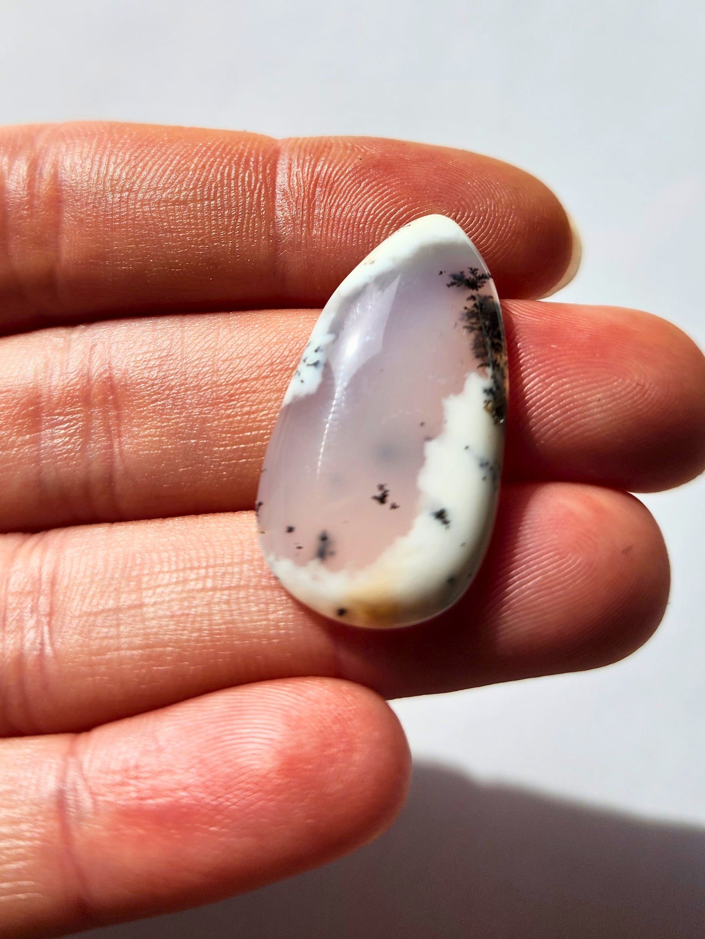 Dendritic Opal teardrop 17mm x 33mm cabochon