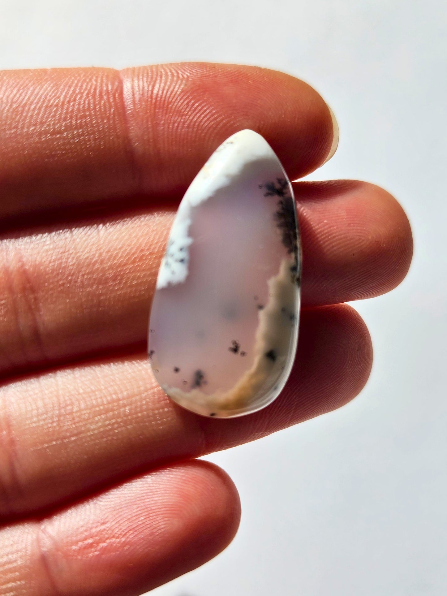 Dendritic Opal teardrop 17mm x 33mm cabochon