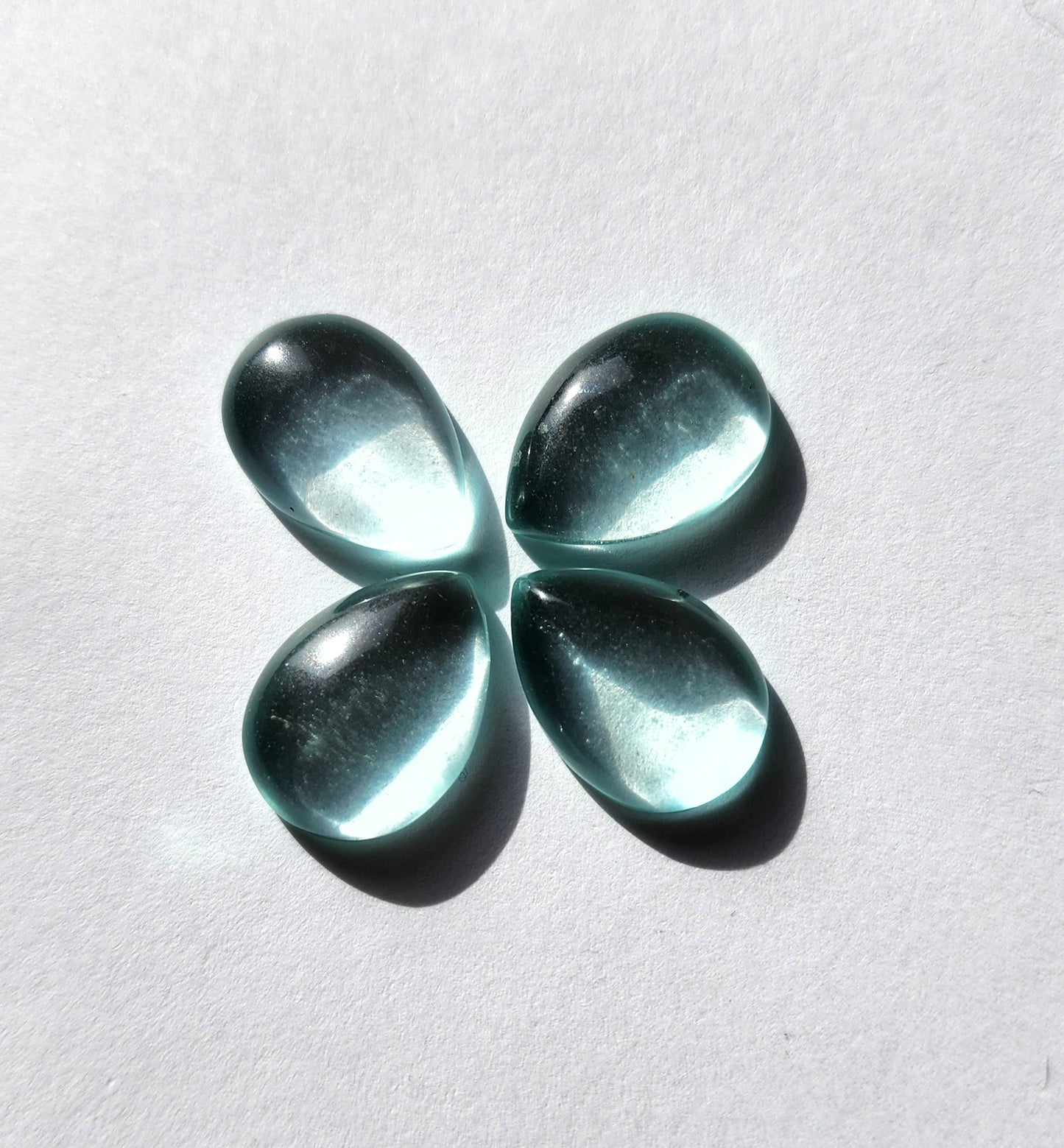 Quartz  teardrop Cabochons  18mm × 13mm- 4 pack